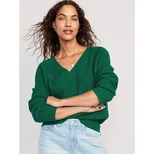 Old Navy SoSoft loose fit v neck sweater serpentine green Size small